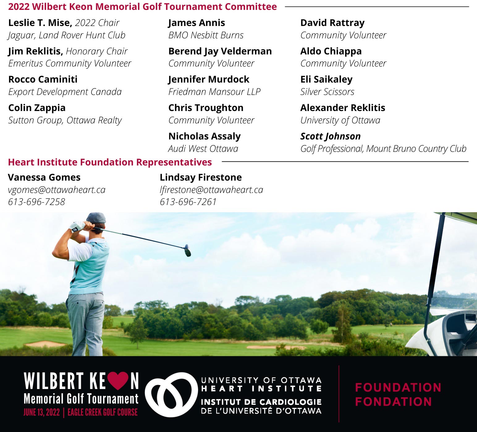 Wilbert Keon Memorial Golf Tournament 2022 Committee